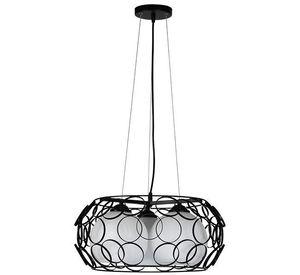 Lampara Colgante Metal Negro 3 Tulipas Blancas Vidrio