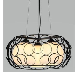 Lampara Colgante Metal Negro 3 Tulipas Blancas Vidrio