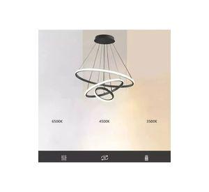 Lámpara de techo colgante led triple aro 80w multicolor