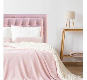 Respaldo de Cama Capitoné Frame Tachas Felpa Rosado Claro - Queen