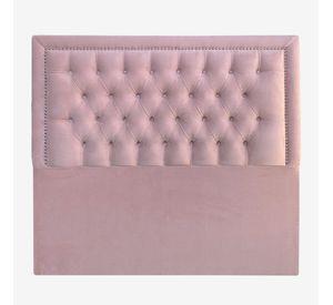 Respaldo de Cama Capitoné Frame Tachas Felpa Rosado Claro - Queen