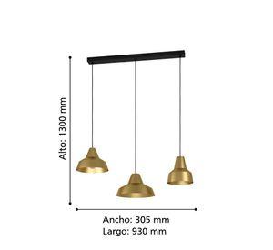 Lámpara Colgante Savarna Acero Negro H1300 E27 3x40W IP20 Cod390016