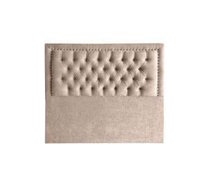 Respaldo de Cama Capitoné Frame Tachas Lino Beige - 1.5 Plaza