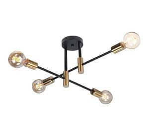 Lampara Techo Modelo LIMBA Color Negro/Dorado 4 soquetes