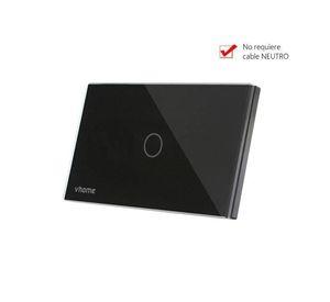 Interruptor Wifi RF Vhome Live SN Sin Neutro Black Touch 1 Canal Compatible Con Google Home y Alexa