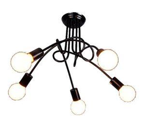 Lampara De Techo Negra Metalica 5 Luces Nudos Vintage