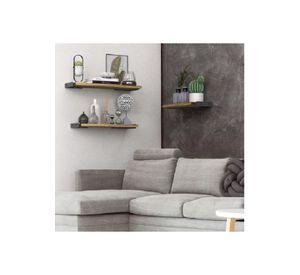 Repisas Flotantes de Madera Multipropósito Kit 3 Marrón Claro