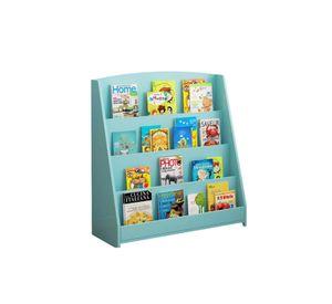 Estante Librero Niños Madera 4 Niveles 80x30x88 CM Azul
