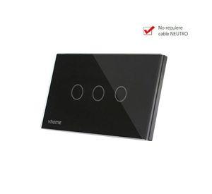 Interruptor Wifi RF Vhome Live SN Sin Neutro Black Touch 3 Canales Compatible Con Google Home y Alexa