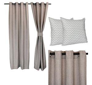 Set Cortina Kikar Gris  1,40x225 cm + 2 cojines 50x50 cm