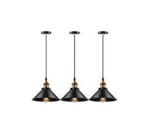 Lámpara colgante techo metal vintage 22 cm color negro