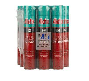 Pack 12 Espuma Poliuretano Akfix 805 750ml Manual Multiuso
