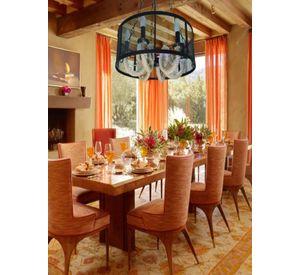 Lampara Colgante Metal rustica cañamo candelabro 6 soquetes