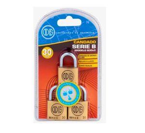 Candados Odis B30 30mm Bronce Solido Llaves Iguales X 3 Unds