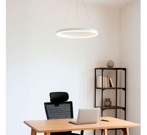 LAMPARA COLGANTE LED REDONDA 24W LUZ CALIDA ARO Ø40 BLANCA