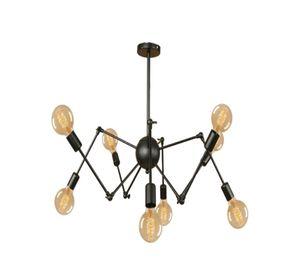 Lampara De Techo Negra Metalica 8 Luces Articulable
