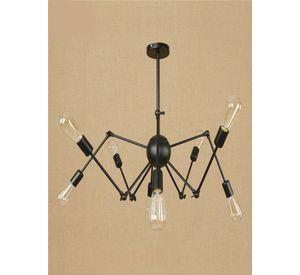 Lampara De Techo Negra Metalica 8 Luces Articulable