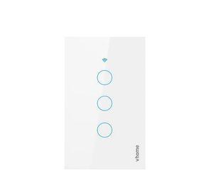Interruptor Wifi RF Vhome Live LN Touch 3 Canales Compatible Con Google Home y Alexa