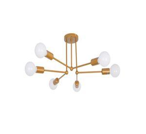 Lampara De Techo Metalica color Oro Amarillo con 6 Soquetes E27 moderna