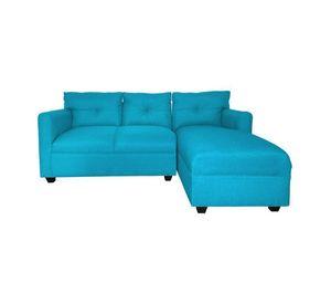 Seccional Mateo Chenille Turquesa Pata Plastica