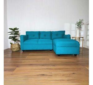 Seccional Mateo Chenille Turquesa Pata Plastica