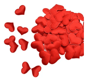 Pétalos corazón tela rojo 100 uds 3 cm