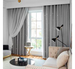 Cortinas Blackout con agujero estrella y Visillo integrado - Gris