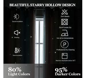 Cortinas Blackout con agujero estrella y Visillo integrado - Gris