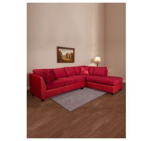 SECCIONAL PADUA DER PU ROJO/TELA VELVET BURDEO