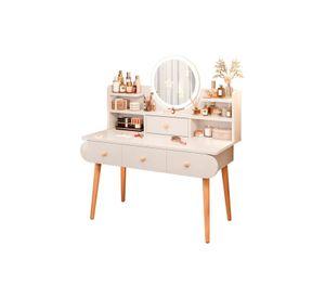 Tocador c/espejo y luz 4 cajones 100cm Chic Home