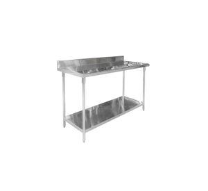 MESÓN CON RESPALDO ACERO INOX 120 X 70 X 85