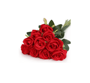 Pack de 12 Rosas Artificiales de Terciopelo en Color Rojo