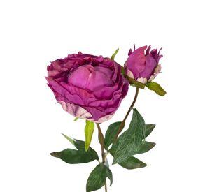 Peonía Cerrada Fucsia 57cm Artificial | Estilo Natural para Interiores y Vitrinas