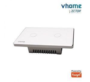 Interruptor Wifi RF Vhome Vector Design LN Touch 2 Canales Compatible Con Google Home y Alexa