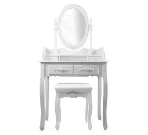 TOCADOR COMODA DE MAQUILLAJE MADERA BANCA + ESPEJO LORENZA