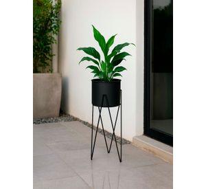 Porta Macetero Pedestal Decorativo Negro 63 cm