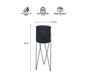 Porta Macetero Pedestal Decorativo Negro 63 cm