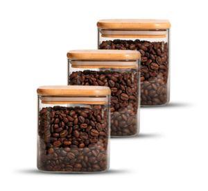 Pack 3 Contenedores Tarros Hermético Vidrio Tapa Bambú 700ml