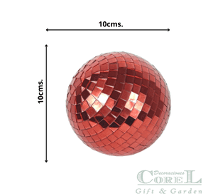 Bola De Espejo Navideña  Roja 10cm