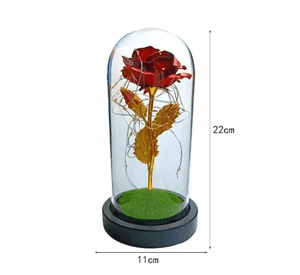 Rosa eterna roja lámpara adorno bella y bestia