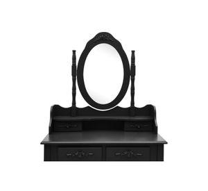 TOCADOR MAQUILLAJE MADERA NEGRO BANCA + ESPEJO VANESA