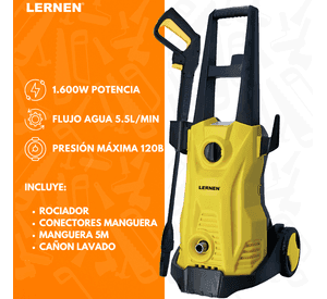 Hidrolavadora 1600w Con Jabonera Espumador 120bar 5.5 L/min