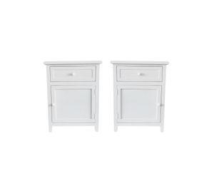SET 2 VELADORES DORMITORIO RECCO CAJON PUERTA I+D BLANCO
