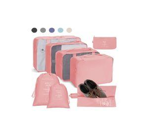 Bolsas de viaje 8 en 1, organizadoras de viaje para maleta, color rosado