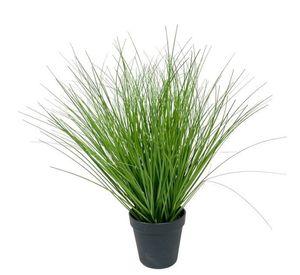 Pasto Cebra Gris Con Macetero 48cm Artificial | Estilo Natural para Interiores y Vitrinas