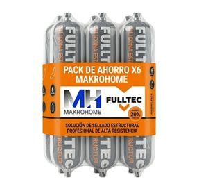 Pack 6 Sellador Poliuretano Estructural Fulltec 600ml Negro