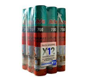 Caja 12 Unid Sellador Espuma Poliuretano Akfix 700 Aislante