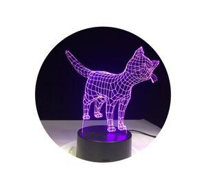 Lámpara Led 3d Lindo Gatito Base Negra con App