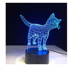 Lámpara Led 3d Lindo Gatito Base Negra con App