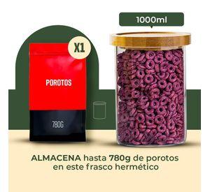 Pack 3 Frasco Contenedor Tarro Hermético Vidrio Bambú 1000ml